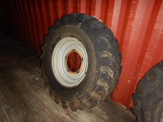 (1) 14.00 X 24 L2 TIRE  ON 5-HOLE WHEEL, FOAM FILLED