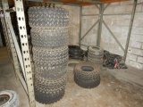 LOT OF TIRES,  25 X 13 - 9, 27 X 9.50 - 15, 6.90 X 90, & MISCELLANEOUS <P><