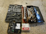 LOT OF SOCKETS, RATCHETS, TAP & DIE SET