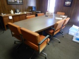 CONFERENCE TABLE WITH CHAIRS, DESK,  & MISCELLANEOUS