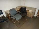 DESK, CHAIRS, & FILE CABINET