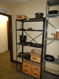 (2) METAL SHELVES WITH WHEELS AND RINGS