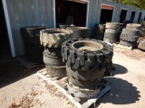 (23) MISCELLANEOUS SOLID TIRES  ON 8-LUG WHEELS