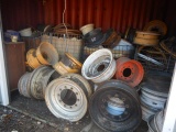 LOT WITH FORKLIFT AND EQUIPMENT WHEELS AND RINGS
