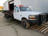 1997 FORD F-SUPER DUTY FLATBED TRUCK,