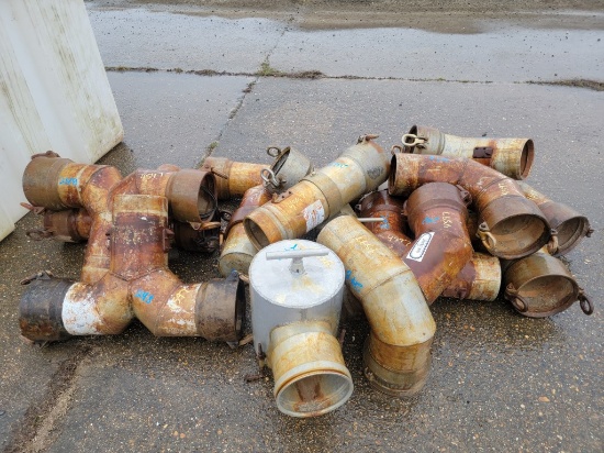 LOT OF  8" T PIPES, Y PIPES, ELBOWS AND 1 GATE VALVE, 1 BUTTERFLY VALVE