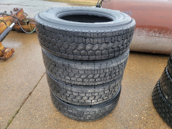 (4)11R22.5 LUG TIRES  LOW PRO