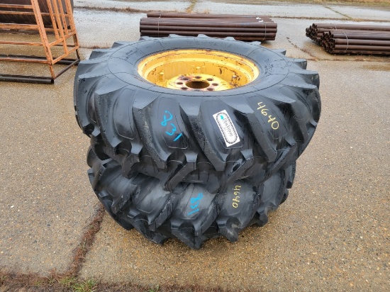 (2) 16.9*24 REAR TRACTOR TIRES ON RIMS