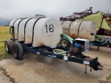 1000 GALLON POLY SPRAY TANK WITH PUMP  TRAILER MOUNTED, 2 AXLE ON IMPLAMENT