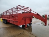 24' NECK OVER GOOSENECK STOCK TRAILER  3 AXLE, 1 CUT GATE, NEW FLOOR, BAR T