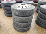 (4) ORIGINAL LOW PRO R22.5 TIRES ON  HUB PILOTS