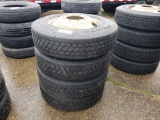 (4) ORIGINAL LOW PRO R24.5 TIRES ON  HUB PILOTS