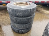 (4) ORIGINAL LOW PRO 11R22.5 LUG TIRES ON DAYTON RIMS
