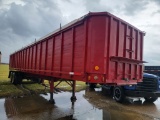 1967 HOMEMADE FLAT BOTTOM GRAIN TRAILER  40', WOODEN SIDES, ROLL TARP, SLID
