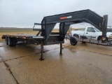 SHOP BUILT GOOSENECK TRAILER  20' DECK, 5' DOVE, FOLDING RAMPS, TANDEM AXLE