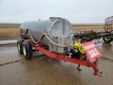 W & A 1000 GALLON WATER TRAILER  TANDEM AXLE, WITH BRIGGS AND STRATTON PUMP