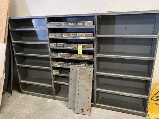 (3) SECTIONS OF METAL SHELVES