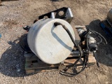 LOT OF HYDRAULIC TANKS, AIR TANKS, BRAKE PODS, AND STEP