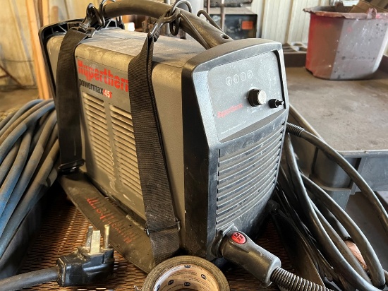 HYPERTHERM POWERMAX 45 PLASMA CUTTER  ON ROLL AROUND CART