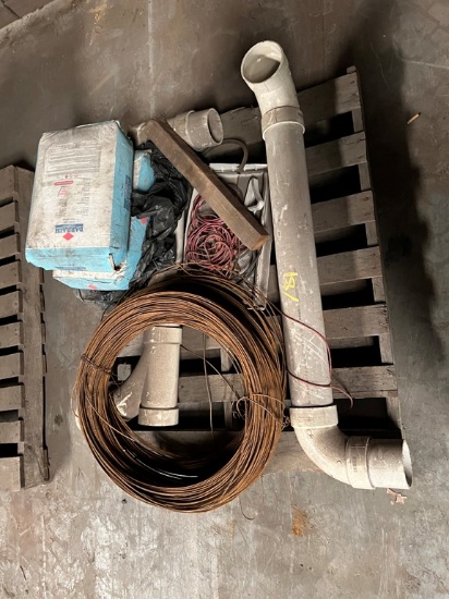PALLET WITH GROUT, WIRE,  & MISCELLANEOUS