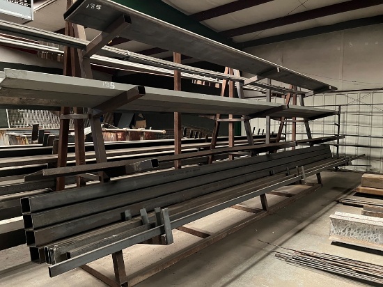 RACK WITH REMAINING METAL,  CHANNEL IRON, FLAT METAL, TUBING, & MISCELLANEO