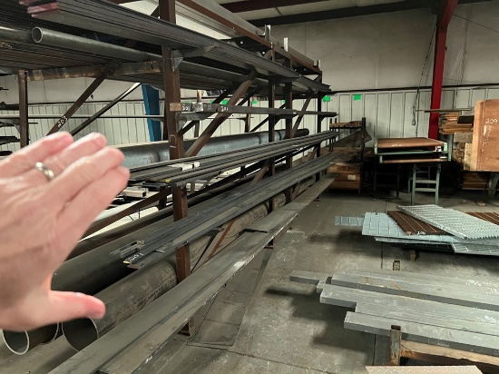 FLAT METAL ON RIGHT HAND SIDE OF RACK  & (2) BAR STOCKS