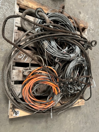PALLET WITH CHOKER CABNLES, LIFTING CABLE  & MISCELLANEOUS CABLE