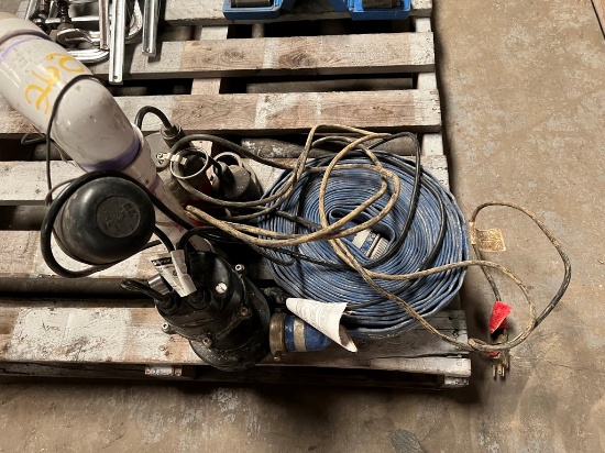 (2) SUBMERSIBLE PUMPS & (1) DISCHARGE HOSE