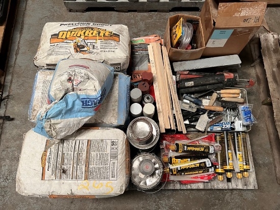 PALLET WITH GROUT, GLUE, ADHESIVE,  & MISCELLANEOUS