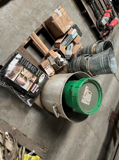WELDING BLANKET, TIN PAILS, LARGE POT,  & MISCELLANEOUS