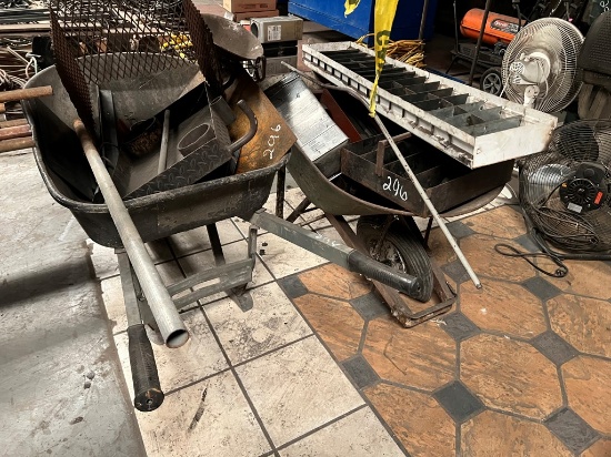 (2) WHEELBARROWS WITH MISCELLANEOUS METAL