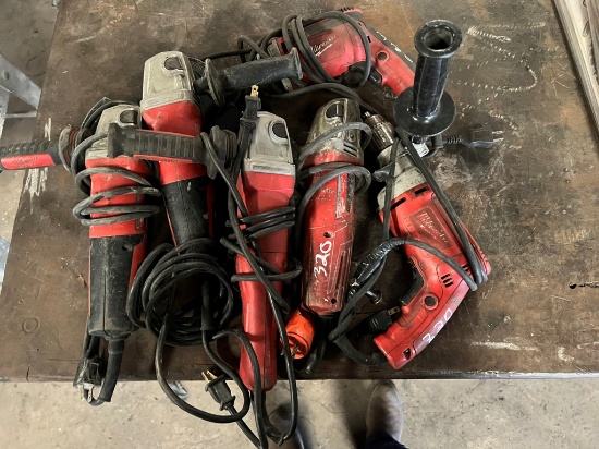 (4) MILWAUKEE GRINDERS & (2) MILWAUKEE DRILLS
