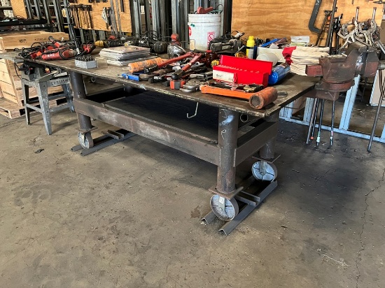 METAL SHOP TABLE,  48" X 96", WITH VISE