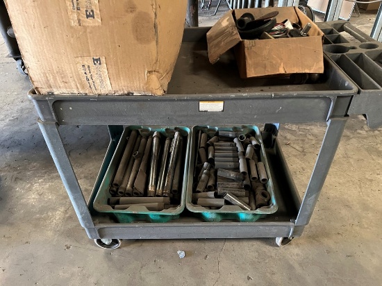 ROLL AROUND CART  WITH U-BOLTS, PIPE, & MISCELLANEOUS