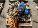 PALLET WITH SAFETY HARNESSES, ROPE, AND LIFTERS