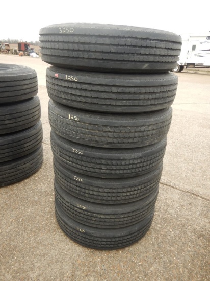 (6) ORIGINAL 235/80R22.5 TIRES