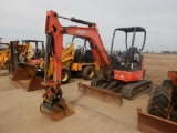 KUBOTA U35-4 MINI EXCAVATOR 3508 +/- HOURS  18 INCH BUCKET, BACK FIELD BLAD