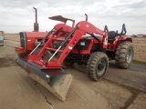 2018 MAHINDRA 5555 WHEEL TRACTOR 610 +/- HOURS  MFWD, MAHINDRA LOADER WITH
