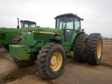JOHN DEERE 4760 WHEEL TRACTOR,  MFWD, CAB, AC, HEAT, 20.8-42 R1 DUALS, 3 RE
