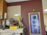 FAKE PLANTS, CANDLE HOLDERS, PICTURES,  & MISCELLANEOUS