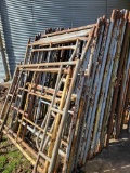 LOT OF SCAFFOLDING, BRACES, AND WALKBOARD