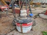 GREASE DOLLY WITH BUCKET OF GREASE AND AIR OPERATED PUMP
