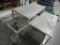 (2) STAINLESS STEEL TABLES & METAL STAND
