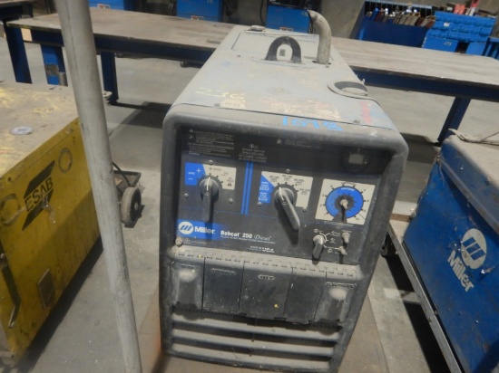 MILLER BOBCAT 250 WELDER / GENERATOR,  DIESEL, ON FLAT CART, CONDITION UNKN