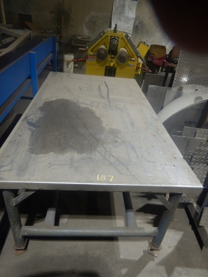 METAL SHOP TABLE,  4' X 7'