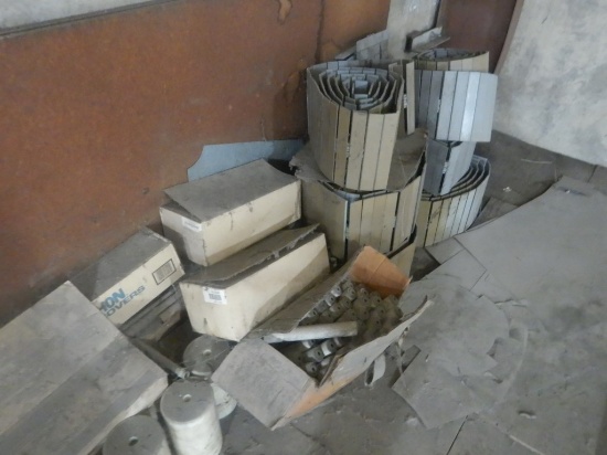 PALLET WITH PLASTIC CONVEYOR BELT  (ABOVE (3) SHELVES)