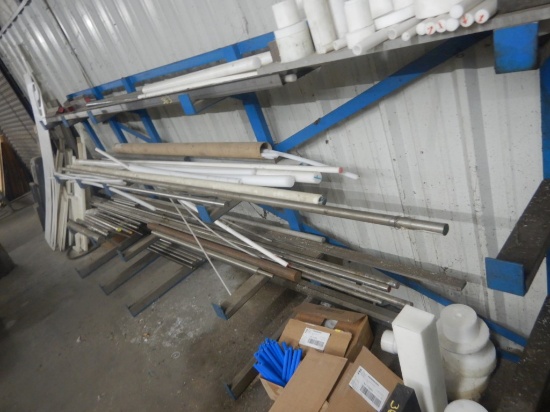 BLUE RACK  WITH ROUN STOCK, UHMW, & MISCELLANEOUS