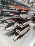 RED RACK WITH MISCELLANEOUS METAL & (2) METAL SHEET PIECES