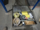 METAL BOX WITH DRILL BITS, GAUGES,  & MISCELLANEOUS