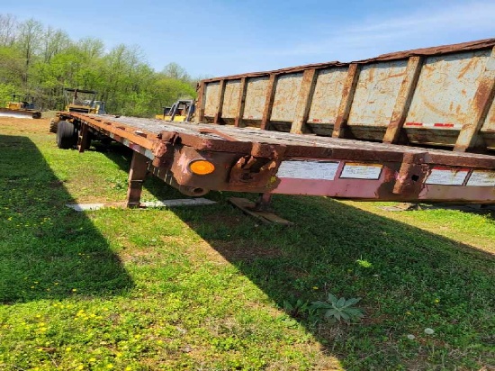 FLATBED TRAILER,  ABOUT 48', STEEL, WOOD FLOOR, SLIDING TANDEM AXLES, SPRIN